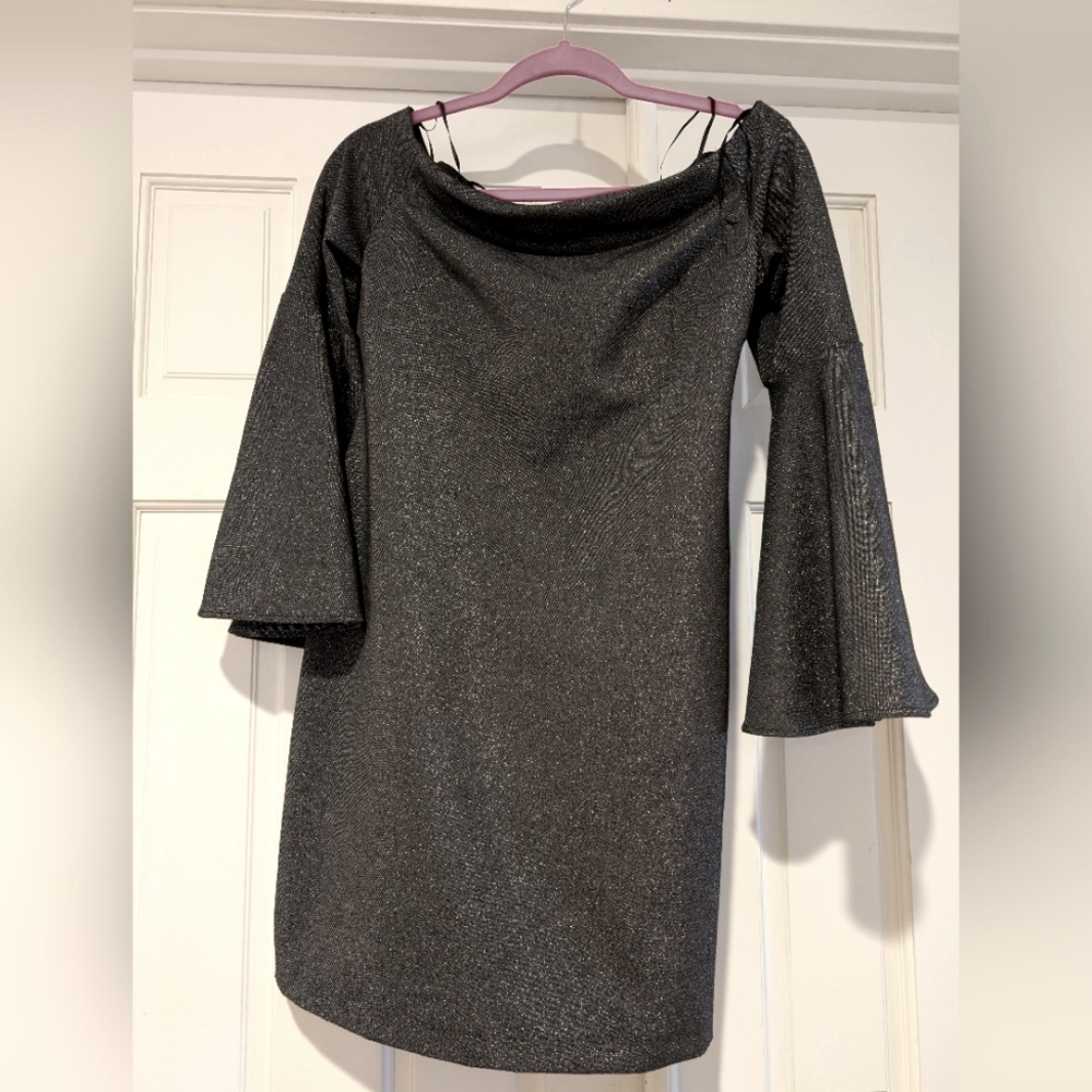 Vince Camuto Gray Sheath Dress with Bell Sleeves